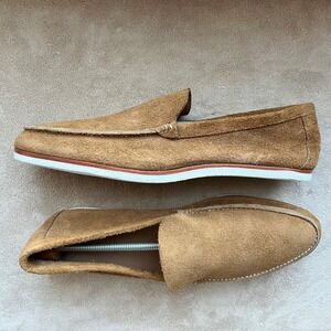 Adelante Shoe Co Tan Brown Suede Loafers Handmade Made-to-Order Men Fits Like 14